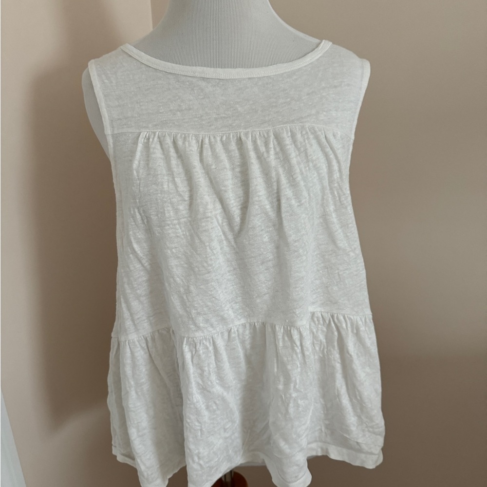 J Crew white linen tiered tank top - excellent condition